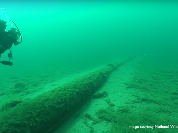 Straits of Mackinac pipeline - known as Line 5, image courtesy the University of Michigan