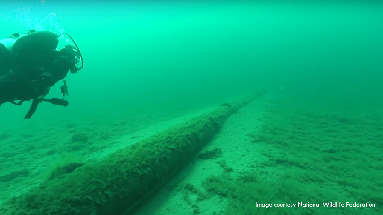 Straits of Mackinac pipeline - known as Line 5, image courtesy the University of Michigan