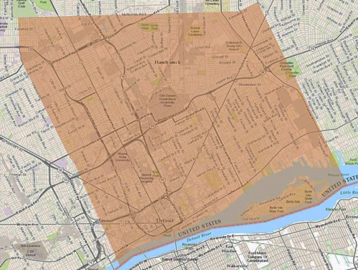 Effected area Detroit for water issue