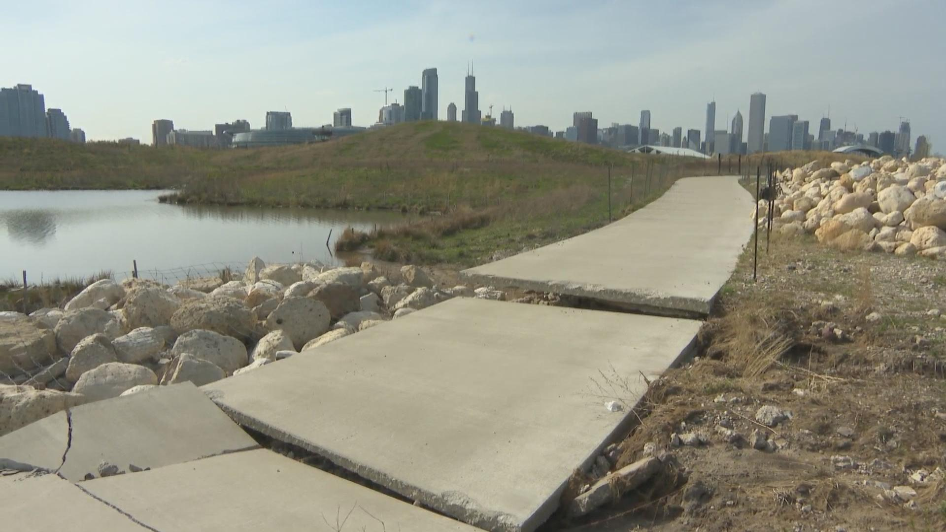 Chicago's Northerly Island in disrepair shortly after a $9 million federal makeover
