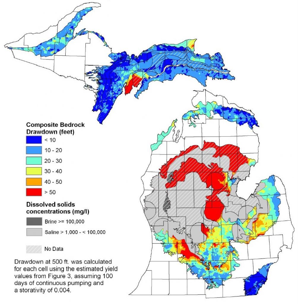 Bedrock Aquifers - Estimated Drawdown2 | Great Lakes Now