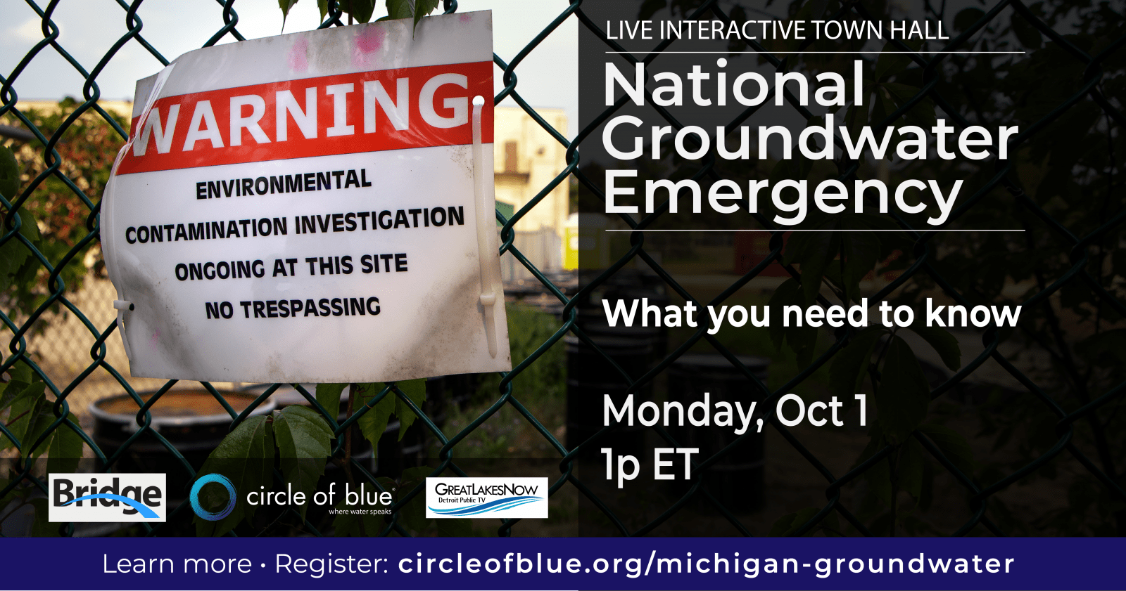 National Groundwater Emergency - Monday, Oct 1 1pm